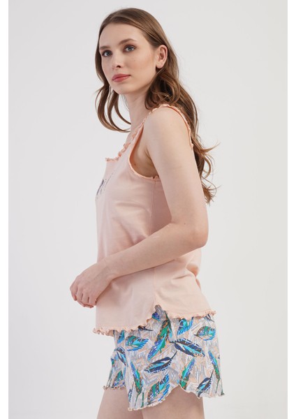Pamuklu Kadın Büyük Beden Genıs Askılı Şortlu Pijama Takım , 408217 fiyatları