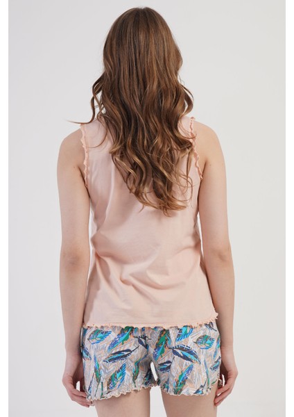 Pamuklu Kadın Büyük Beden Genıs Askılı Şortlu Pijama Takım , 408217 fırsatları