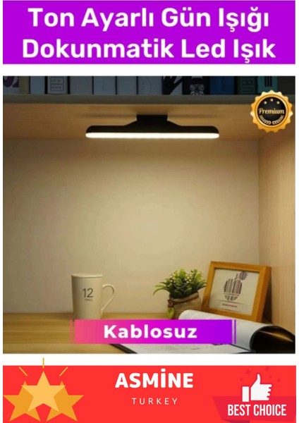 USB Şarjlı Kablosuz Manyetik Dokunmatik Led, Siyah, Düşük Enerji Tüketimi