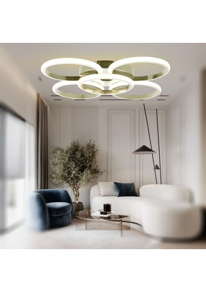 TT304-4+1-FSR Yuvarlak Tt Aydınlatma Fransız Sarı Kaplama 5 Li LED Avize