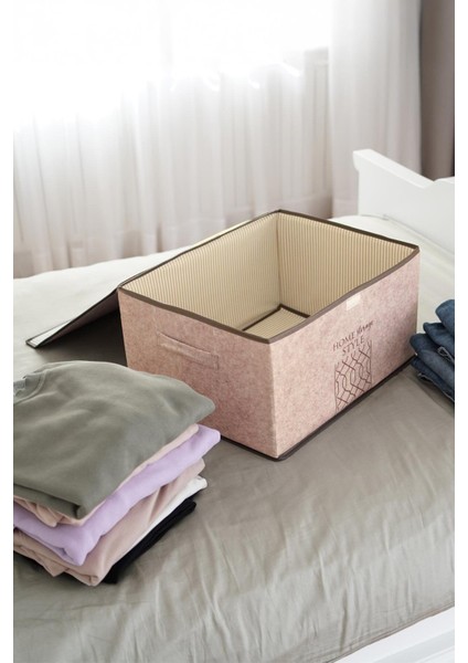 Bej Keçe Kapaklı Maxi Kutu 47X37X24 Cm, Şık ve Kullanışlı Depolama Çözümü fiyatları