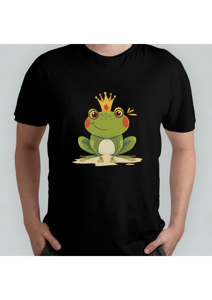 Kurbağa Prens Unisex %100 Pamuklu Bisiklet Yaka T-Shirt Model 4