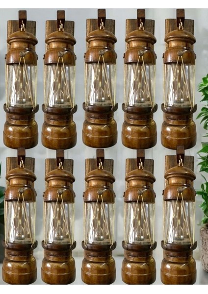 El Yapımı Ahşap Gemici Feneri Seti, Kahverengi, 10 Adet, Şık ve Doğal Dekorasyon Ürünü