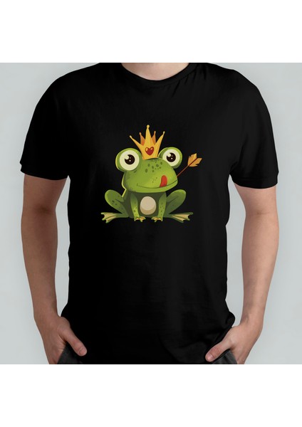 Kurbağa Prens Unisex %100 Pamuklu Bisiklet Yaka T-Shirt Model 1