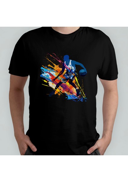 Basketbolcu - Basketbol - Basketball Unisex %100 Pamuklu Bisiklet Yaka T-Shirt Model 2