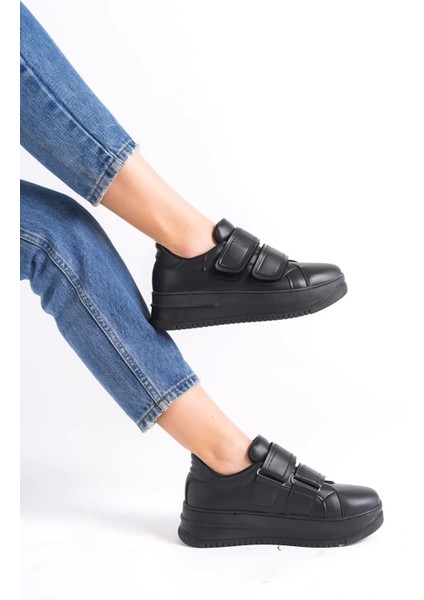 Valencıa Bağcıksız Cırt Cırtlı Ortopedik Taban Kadın Sneaker Spor Ayakkabı Cst - Siyah modelleri