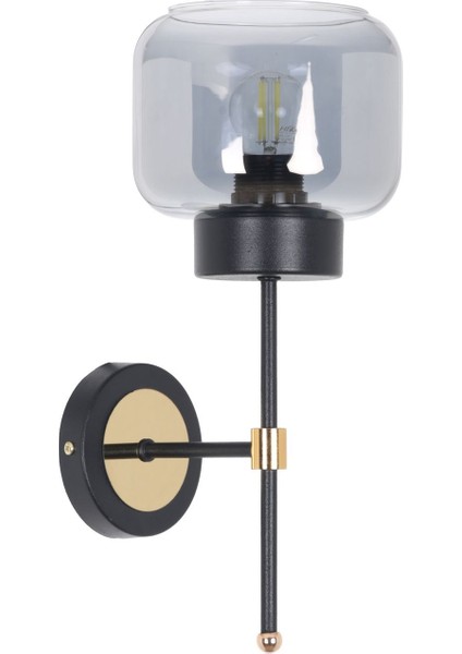 Kama Siyah Gold Füme Camlı Modern Aplik Işıklandırma Parçası