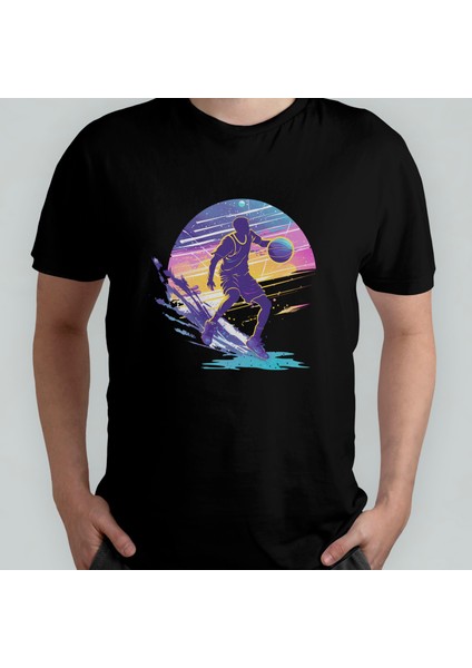Basketbolcu - Basketbol - Basketball Unisex %100 Pamuklu Bisiklet Yaka T-Shirt Model 1
