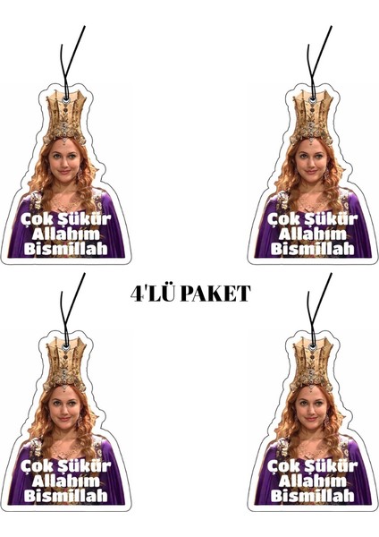 4'lü Hürrem Sultan Tasarımlı Dekoratif Oto Araç Kokusu ve Aksesuarı (Bambu Esanslı)