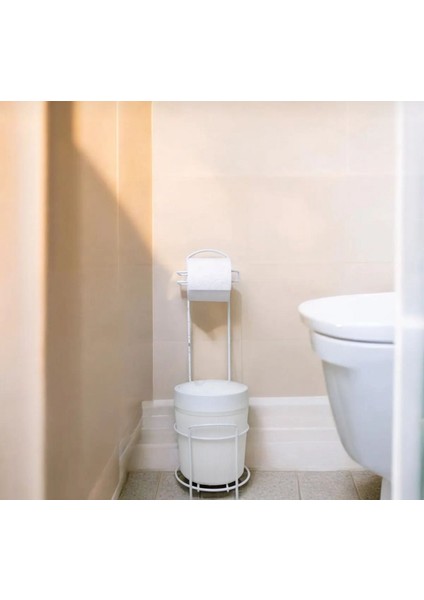 Kovalı Tuvalet Kağıtlığı, Çöp Kovalı Tuvalet Kağıdı Askısı, Banyo Çöp Kovası