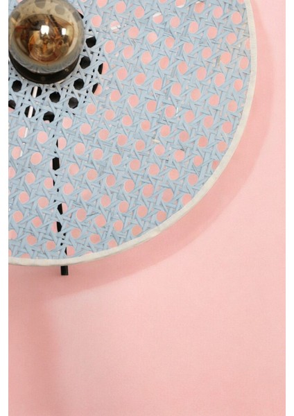 Pastel Mavi Bambu Yuvarlak Duvar Aydınlatması, Iç Mekan Dekoru, 35 cm modelleri