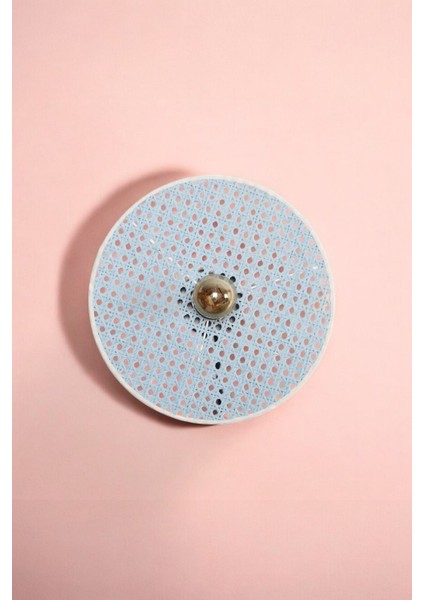 Pastel Mavi Bambu Yuvarlak Duvar Aydınlatması, Iç Mekan Dekoru, 35 cm fırsatları