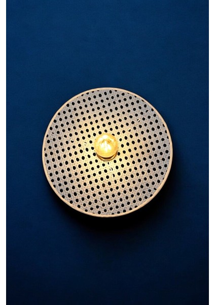 Pastel Mavi Bambu Yuvarlak Duvar Aydınlatması, Iç Mekan Dekoru, 35 cm indirimleri