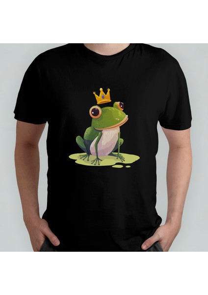 Kurbağa Prens Unisex %100 Pamuklu Bisiklet Yaka T-Shirt Model 2