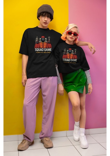 Squad Game Türkiye Bölümü - Siyah Unisex Regular Tişört | Minimal Ön Baskılı Tasarım