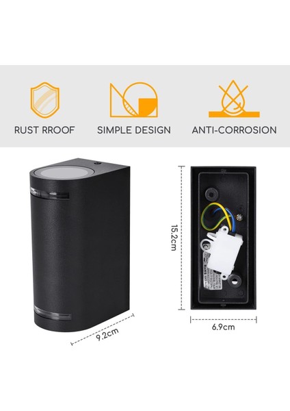 Alüminyum Çift Yönlü Elektrikli Iç-Dış Mekan Duvar Aplikası, Antrasit Renk fırsatları