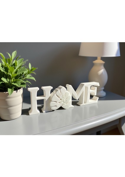 Yaprak Desenli Home Yazısı Dekoratif Obje - Biblo - Dekor fırsatları