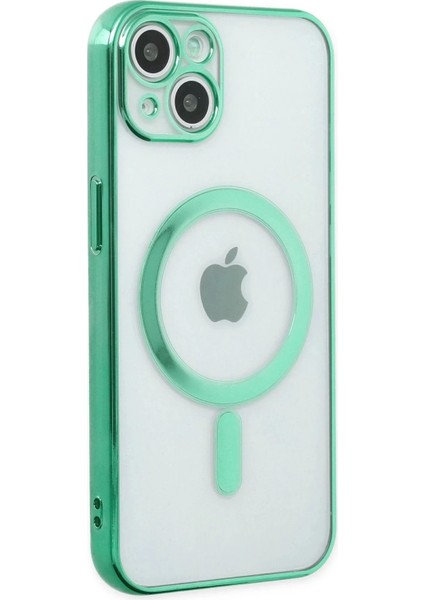 Newface iPhone 14 Plus Kılıf Magneticsafe Lazer Silikon - Haki Yeşil