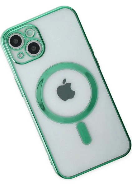 Newface iPhone 14 Plus Kılıf Magneticsafe Lazer Silikon - Haki Yeşil modelleri