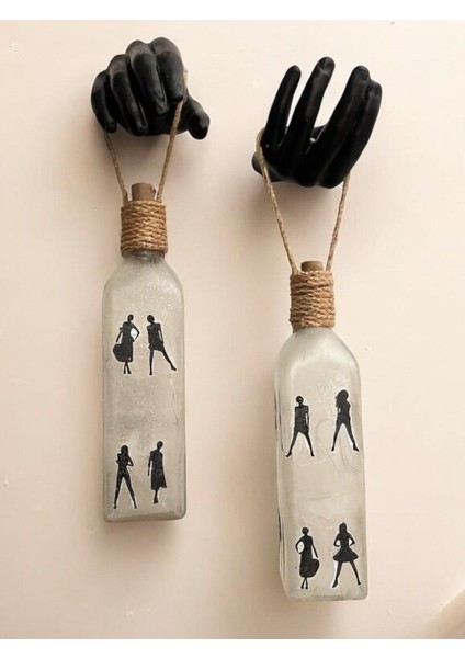 El Figürlü LED Duvar Lambası, Buzlu Cam Şişe Aydınlatma, El Yapımı Dekor indirimleri