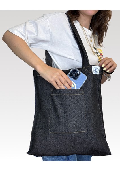 Kove Omuz Çantası-Düz Lacivert Saplı