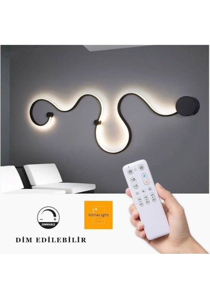 Siyah 120CM 3 Işık Kumandalı LED Aplik Ev Ofis Dekorasyon