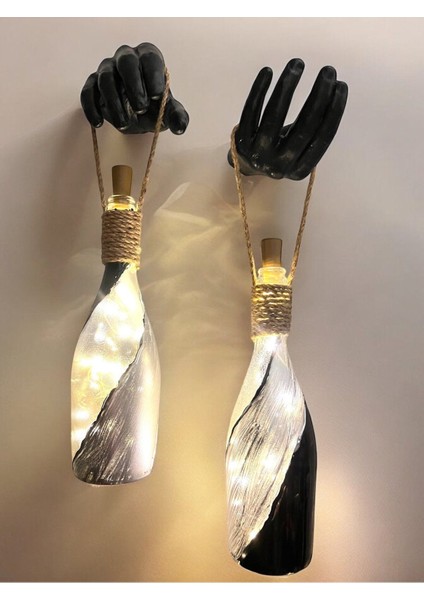 El Figürlü Duvar Lambası, Pilli LED Işıklı Dekoratif Şişe Aydınlatma fiyatları