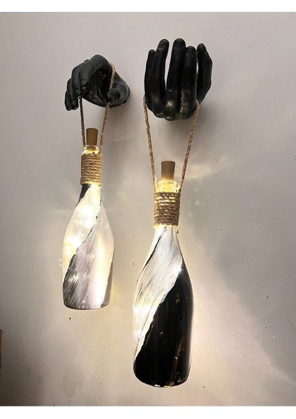 El Figürlü Duvar Lambası, Pilli LED Işıklı Dekoratif Şişe Aydınlatma modelleri
