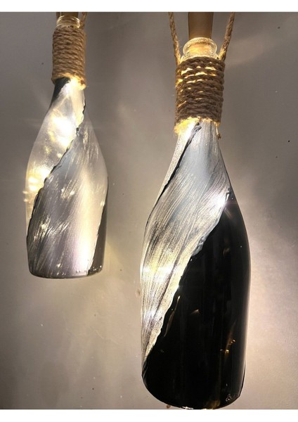 El Figürlü Duvar Lambası, Pilli LED Işıklı Dekoratif Şişe Aydınlatma