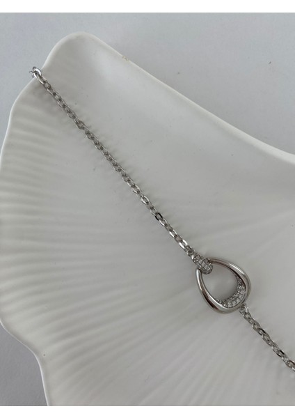 Xuping Ortası Oval Zirkon Taşlı Ince Silver Bileklik modelleri