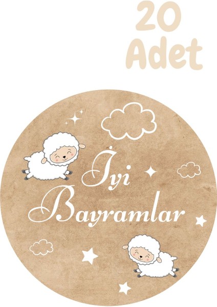 20LI Etiket ' Kurban Bayramı Temalı ' Yapışkanlı Sticker Küçük Boy