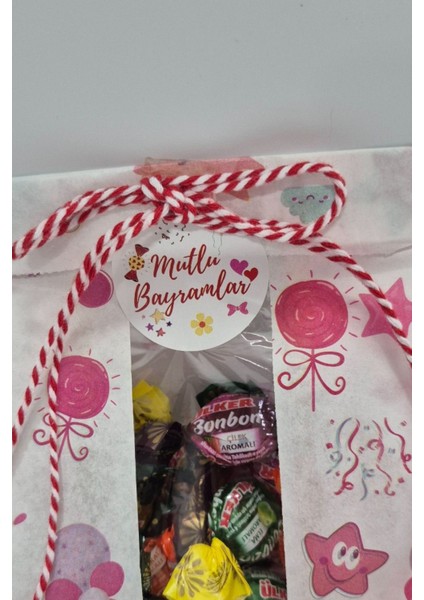 20 Adet Paketleme Etiketi Yuvarlak Mutlu Bayramlar Yazan Yapışkanlı Etiket 4cm