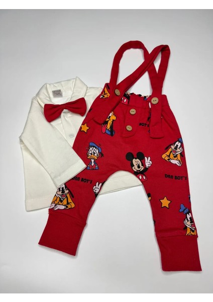 Erkek Bebek Mickey Baskılı 2li Salopet Takım modelleri