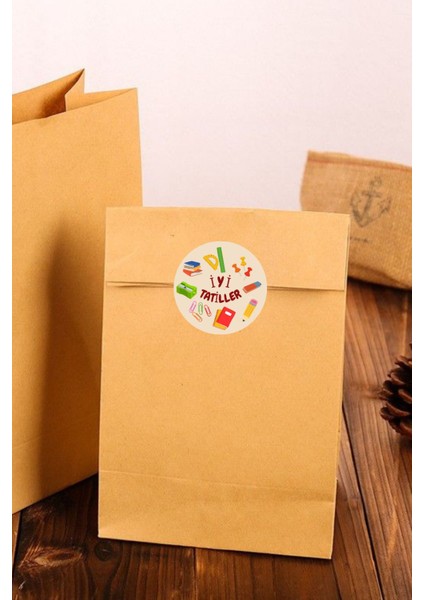 20 Adet Iyi Tatiller Yazılı Yapışkanlı Etiket, Sticker Hediye Paketi Etiketi
