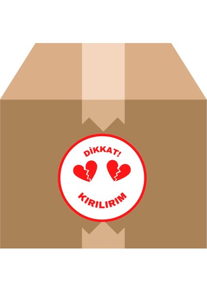 100 Adet Yuvarlak Dikkat Kırılır Etiketi Kargo Etiketi 4X4CM Küçük Boy