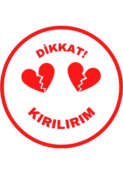 100 Adet Yuvarlak Dikkat Kırılır Etiketi Kargo Etiketi 4X4CM Küçük Boy