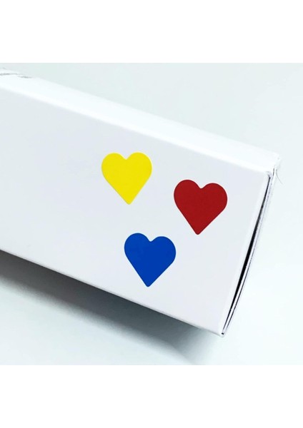 30 Adet Renkli Kalpler Yapışkanlı Etiket Sticker (Mavi, Sarı, Siyah, Yeşil, Pembe, Kırmızı)