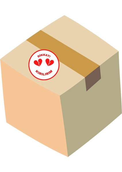 100 Adet Yuvarlak Dikkat Kırılır Etiketi Kargo Etiketi 4X4CM Küçük Boy