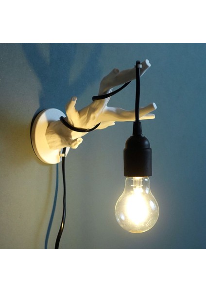 Doğal Ağaç Dalı Duvar Aydınlatma, Rustik Tasarım, Beyaz, 1 Adet