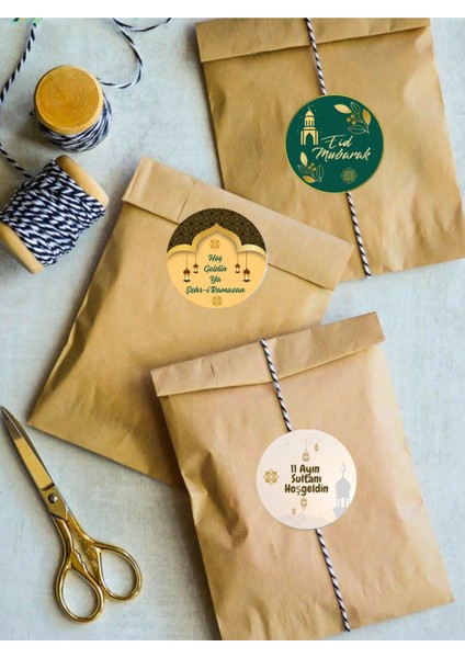 20 Adet Kutu ve Ambalaj Etiketi Hoş Geldin Ramazan Etiketi Yuvarlak Yapışkanlı Sticker