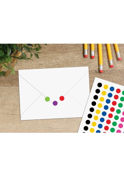 30 Adet Yuvarlak Renkli Yapışkanlı Etiket Sticker (Mavi, Sarı, Siyah, Yeşil, Pembe, Kırmızı)
