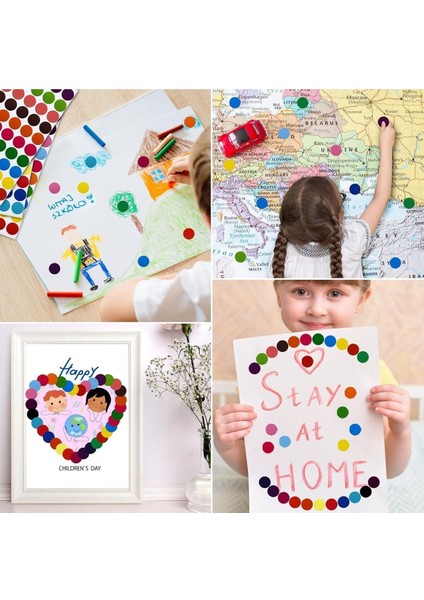 30 Adet Yuvarlak Renkli Yapışkanlı Etiket Sticker (Mavi, Sarı, Siyah, Yeşil, Pembe, Kırmızı)