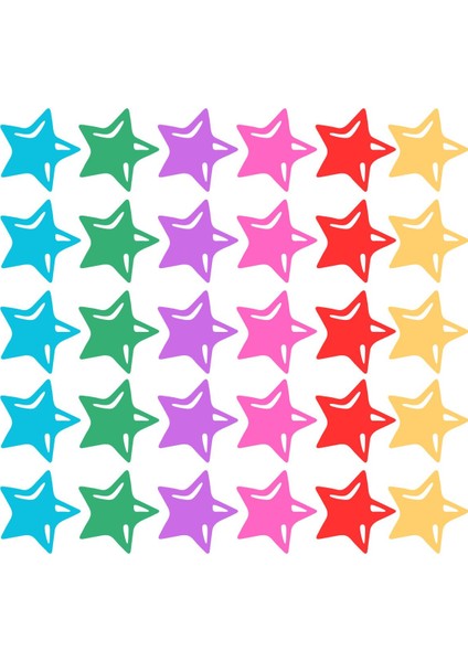 36 Adet Küçük Boy Karışık Yıldız Etiketleri (6 Farklı Renk) Yuvarlak Köşeli Yıldız Etiketi Sticker