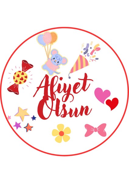 20 Adet Renkli Afiyet Olsun Yazılı Etiket Kuşe Sticker Hediye Paketleme Kargo Etiketi