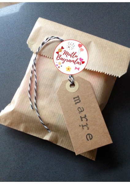 20 Adet Mutlu Bayramlar!!! Yazılı Etiket Kuşe Sticker Hediye Paketleme Kargo Etiketi fırsatları