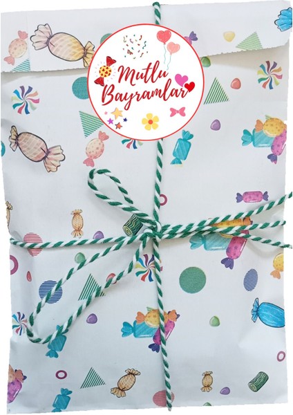 20 Adet Mutlu Bayramlar!!! Yazılı Etiket Kuşe Sticker Hediye Paketleme Kargo Etiketi