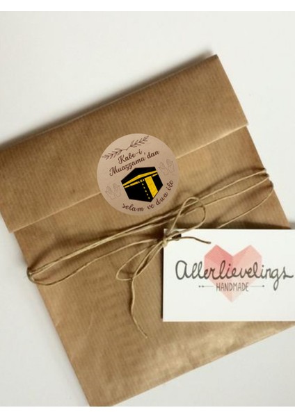 20LI Etiket ' Kabe-I Muazzamadan Selam ve Dua Ile' Yazılı Yapışkanlı Sticker Küçük Boy