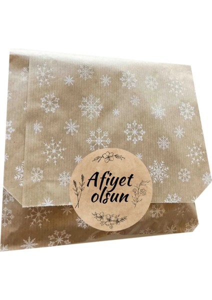 20 Adet Sticker Afiyet Olsun Yazılı Yapışkanlı Etiket- 4cm