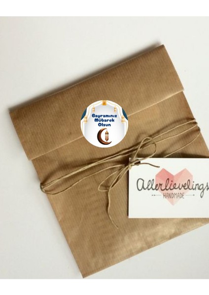 20 Adet Bayram Kutlama Tebrik Etiketleri (5 Çeşit) Yuvarlak Yapışkanlı Sticker 4 cm M15