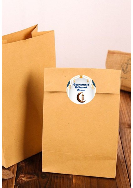 20 Adet Bayram Kutlama Tebrik Etiketleri (5 Çeşit) Yuvarlak Yapışkanlı Sticker 4 cm M15